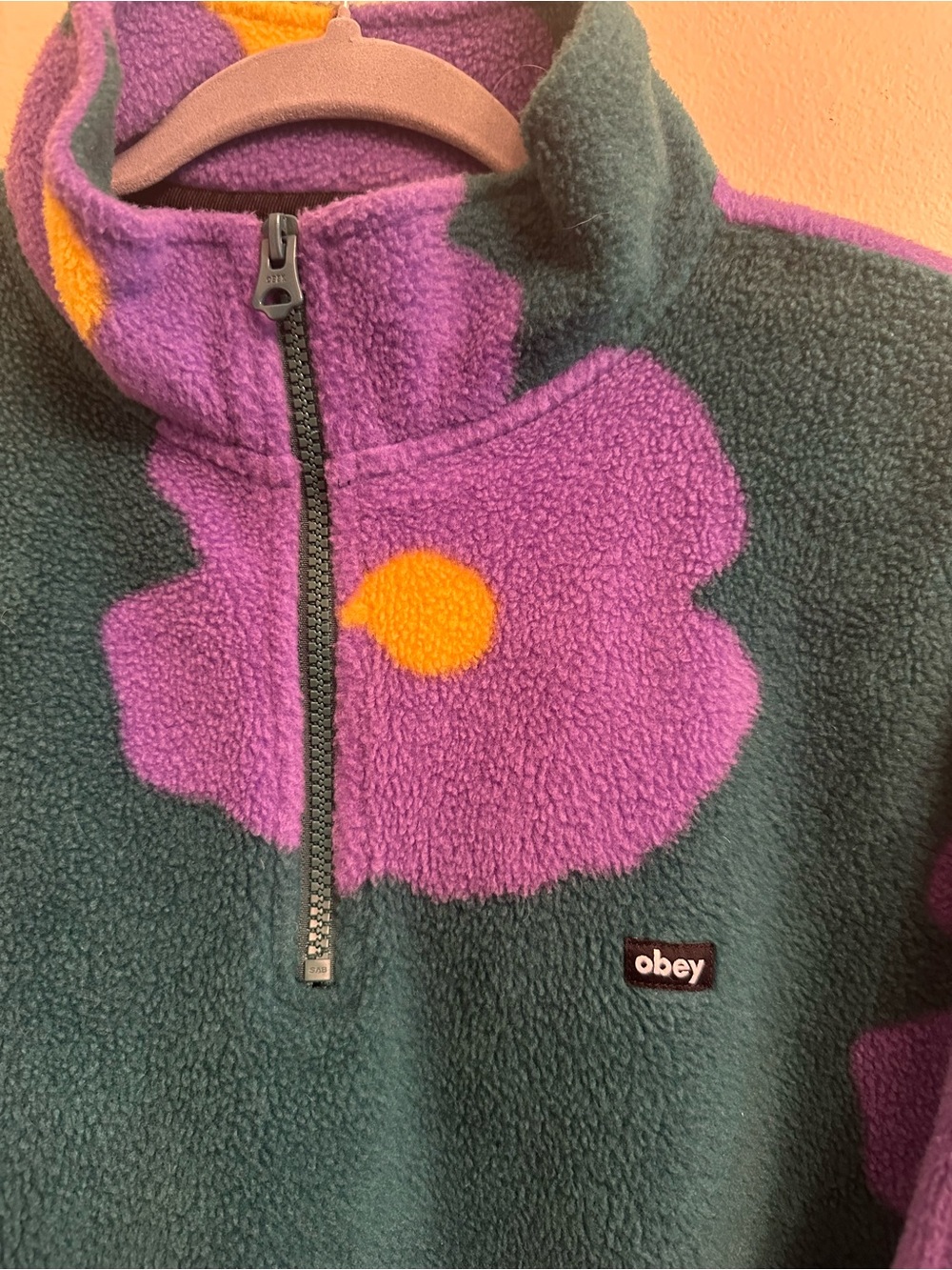 Obey‎ Men’s Streetwear Boho Floral Half-Zip Fleece size Medium - Picture 5 of 13